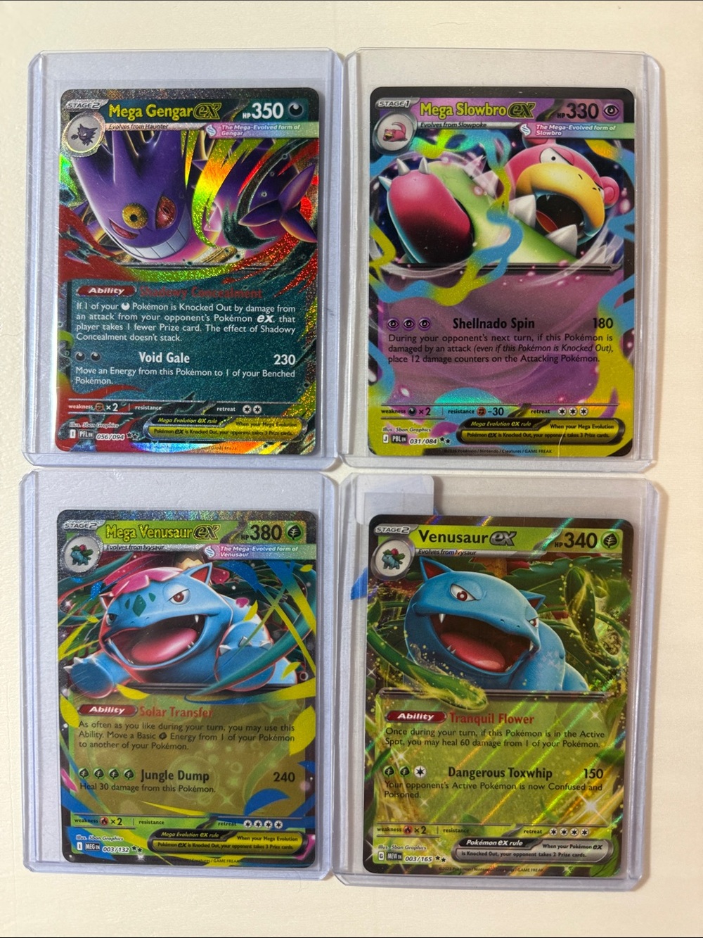 Pokemon Mega EX Holo Card Lot - Purple, Green, Blue, Pink Accents